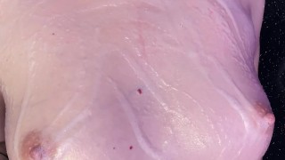 Fondling myself in the shower with foam and cumming.