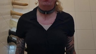 Sissy rides dildo and makes herself cum