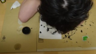 勃起書道〜日本〜オナニーを芸術に変換する男