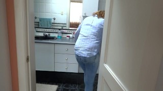 Hot stepmom wears erotic lingerie to have sex with stepson