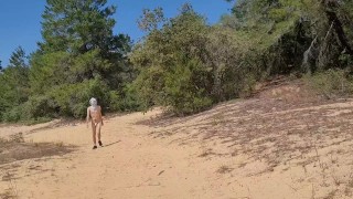 enjoy the sun with twink as he strips down and walk around