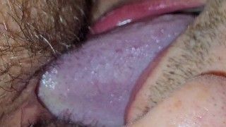 Hairy Pussy Licking & Fingering POV closeup