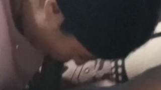 Mature MILF and 20-year-old girl sucking cock