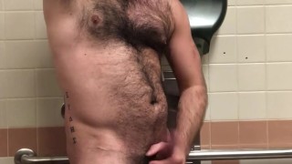 Get Naked and Stroke Wank with Daddy in Public Bathroom Stall