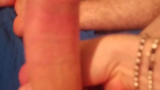I Jerk Off my Huge Shaved Cock and Squeeze my Balls