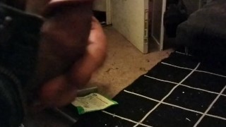 Dick fapping while straight roommate is wandering the apartment