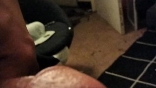 Dick fapping while straight roommate is wandering the apartment