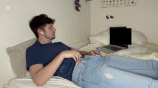 Jerking off while watching porn