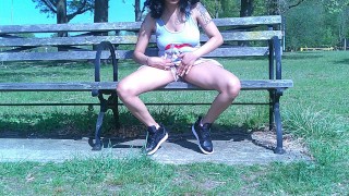 RUBBING PUSSY ON PARK BENCH SOLO FEMALE PUBLIC
