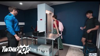 TWINKPOP - Airport Security Dom King Frees Foxy Alex From His Cock Cage And Licks His Delicious Ass