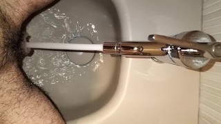 Playing with my pussy in the bidet