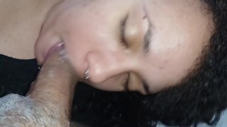 swallowing cock and licking and drooling, close up asmr blowjob, pov gagging🍆💦💦🥛🤤💁‍♀️😋😋🫦😵
