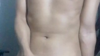 Cute femboy twink with perfect and sexy body masturbates until he has a hot creamy cumshot