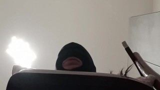 Tied up, blindfolded and ballgagged milf gets fucked in her mouth, pussy and ass