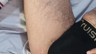 Hot and sexy Latino boy masturbates showing his ass, his uncut cock.