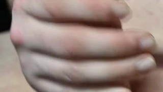 Crossdresser masturbates and cums close up in lingerie