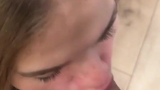 Cute Date Comes Upstairs After Dinner And Gives A Sloppy Blowjob Before Hotel Sex