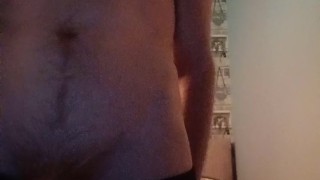 Wanking my big mushroom cock in front of the camera with some moans