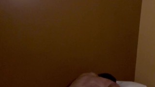 Hot guy in see through leather underwear masturbating and fucking himself with dildo in prison cell