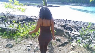 ISLAND EXOTIC EBONY PUBLIC SOLO FEMALE BROWN COSPLAY BIG NIPPLES OCEAN BEACH VIEW