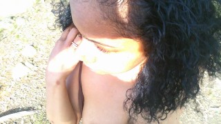 PUBLIC HANDJOB OUTSIDE JAMAICAN FEMALE EXOTIC BROWN SKIN SEXY NIPPES BIG TITS OUTSIDE