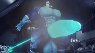 Growth Ray, Druth cloth tearing muscle growth animation sequence