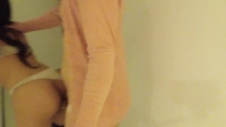 Latina brunette, cheating with sissy, femboy, crossdresser.