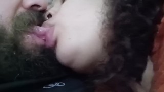 naughty couple kissing with a lot of pleasure while she grabs his cock💋😋💦🤤😵🍌