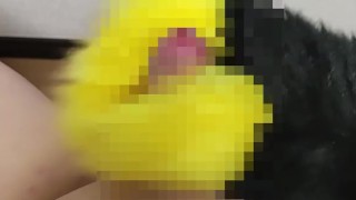 japanese chubby Masturbation with fluffy hands