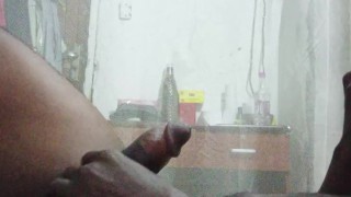 Self pleasuring cock throbbing and precum all over