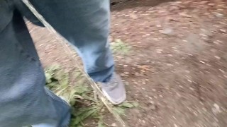 Sean walkin around yard n pisses