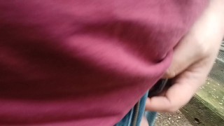 Sean walkin around yard n pisses