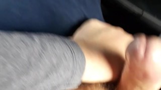 Hard on in the bus, risky cock out