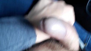 Hard on in the bus, risky cock out