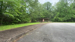Exploring a historic site while naked