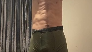 Super skinny man does intense stretching and shows off his physique