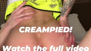 Ginger Tradesman fucks and Creampies tattooed twink ass hole