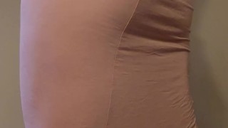 Big booty trap cumming through his skirt and leather thong