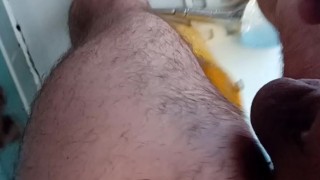 two young guys have fun in the shower, pissing on each other and cumming on their feet