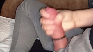 Ringed uncut big cock. Ruined orgasm.