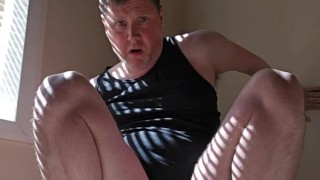 Daddy fucks himself with his own cum on a big thick dildo.