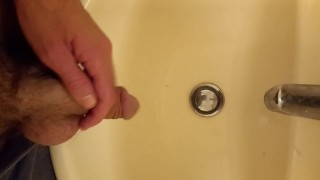 Pissing from my hairy veiny cut cock