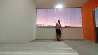 I went up to the terrace and stood naked waiting for someone to see me in the new house.