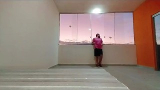 I went up to the terrace and stood naked waiting for someone to see me in the new house.