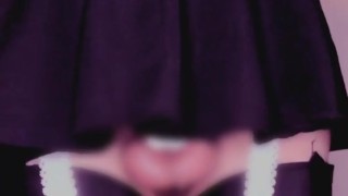 女装して固定バイブで立ちアナルオナニー