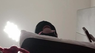 Tied to a chair, blindfolded, gagged and fucked in every hole with anal creampie
