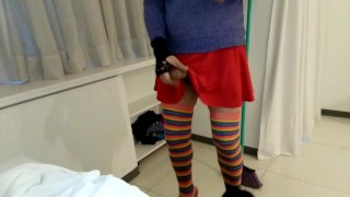 cleaning girl, with t,r,v pervert wants to increase, big ass big cock, brunette, latina