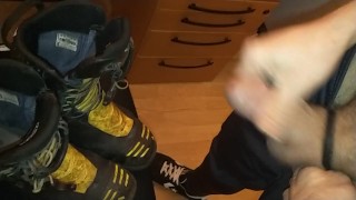 ultra low and tight circumcised cumming on friends Haix boots