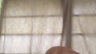 Fucking Myself Doggystyle and Missionary Position With My Girlfriend's Purple Dildo and Jerking Off