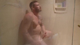 Fit jock fuck his ass and eats cum in the hotel shower